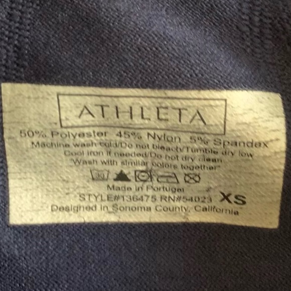 Athleta Navy Blue Ruched Side Running Quarter Zip Long Sleeve Size XS EUC - Picture 5 of 5